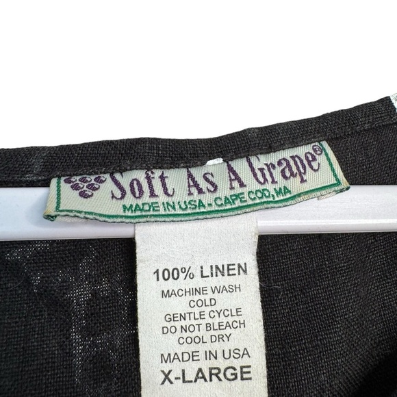 Soft As a Grape Cape Cod Tropical Fish 100% Linen Black Maxi Dress XL D16 - Picture 7 of 10